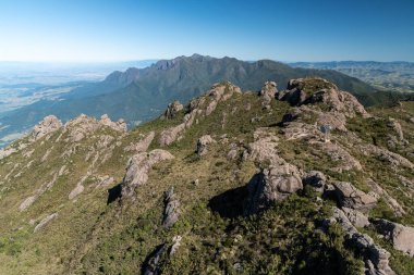 Beautiful view to rocky mountain and altitude fields landscape in Itatiaia National Park, Rio de Janeiro, Brazil