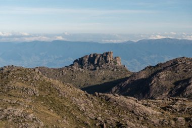 Beautiful view to rocky mountain and altitude fields landscape in Itatiaia National Park, Rio de Janeiro, Brazil