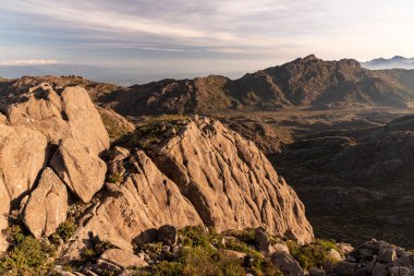 Beautiful view to rocky mountain and altitude fields landscape in Itatiaia National Park, Rio de Janeiro, Brazil