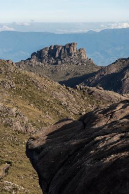 Beautiful view to rocky mountain and altitude fields landscape in Itatiaia National Park, Rio de Janeiro, Brazil