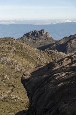 Beautiful view to rocky mountain and altitude fields landscape in Itatiaia National Park, Rio de Janeiro, Brazil