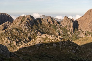 Beautiful view to rocky mountain and altitude fields landscape in Itatiaia National Park, Rio de Janeiro, Brazil