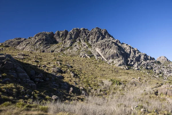 Beautiful aerial view to rocky mountain and altitude fields in Itatiaia National Park, Rio de Janeiro, Brazil