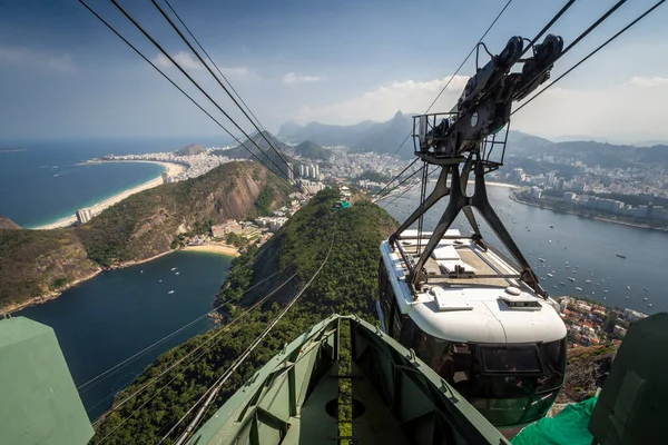 Prachtig Uitzicht Vanaf Sugar Loaf Kabelbaan Naar Bergen Stad Rio — Stockfoto