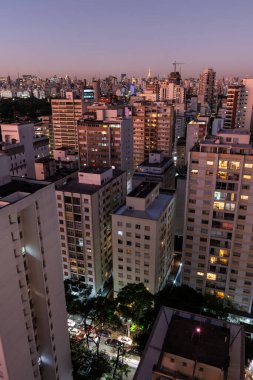 Brezilya 'nın So Paulo kentindeki yoğun yerleşim alanı ve şehir binalarının güzel manzarası