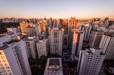 Brezilya 'nın So Paulo kentindeki yoğun yerleşim alanı ve şehir binalarının güzel manzarası