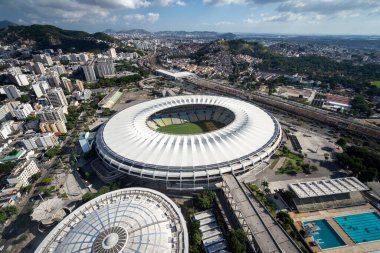 Brezilya 'nın başkenti Braslia' daki Man Garrincha futbol stadyumunun güzel hava manzarası