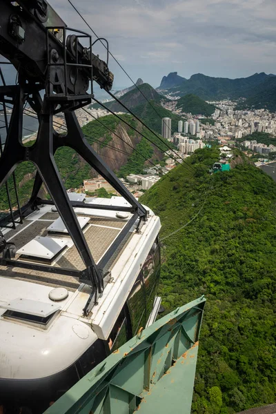 Beautiful View Sugar Loaf Cable Car Green Rainforest Mountains Ocean — Stock Photo, Image