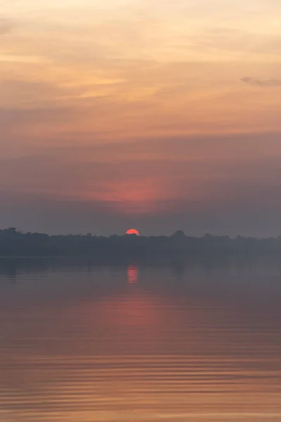 Beautiful View Sun Rising Water Anavilhanas Archipelago Negro River Amazonas — Stock Photo, Image