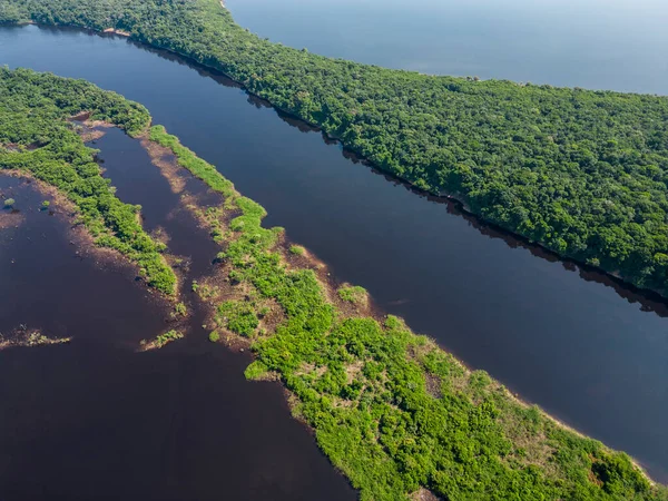 Hermosa Vista Aérea Selva Amazónica Verde Archipiélago Isla Anavilhanas Río — Foto de Stock