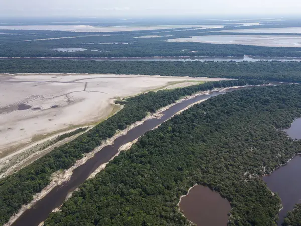 Krásný Letecký Pohled Černou Řeku Souostroví Anavilhanas Amazonas State Brazílie — Stock fotografie