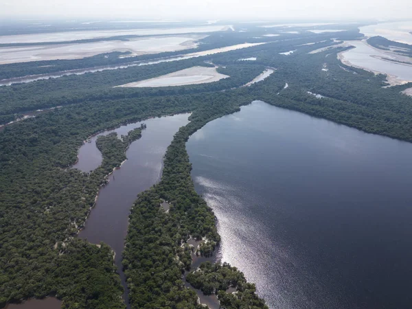 Krásný Letecký Pohled Černou Řeku Souostroví Anavilhanas Amazonas State Brazílie — Stock fotografie