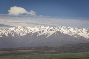 Manzara ve Arjantin 'in Mendoza kırsalındaki And Dağları için güzel bir manzara.