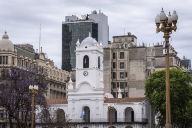 Plaza de Mayo 'daki tarihi binanın güzel manzarası, Buenos Aires' in merkezi, Arjantin