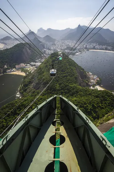 Beautiful view from Sugar Loaf Mountain cable car in Rio de Janeiro, Brazil