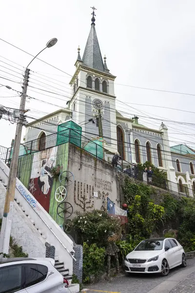 Valparaiso Şili Deki Tipik Kiliseye Güzel Bir Manzara — Stok fotoğraf