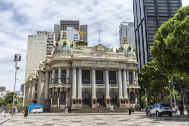 Brezilya 'nın Rio de Janeiro kentindeki eski bir opera binasının güzel manzarası.