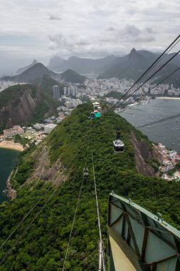 Beautiful view to Sugar Loaf Mountain cable car in Rio de Janeiro, Brazil