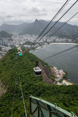 Beautiful view to Sugar Loaf Mountain cable car in Rio de Janeiro, Brazil
