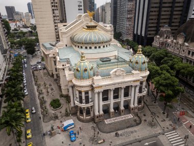 Beautiful view to historic Municipal Theater opera house building in downtown Rio de Janeiro, Brazil clipart