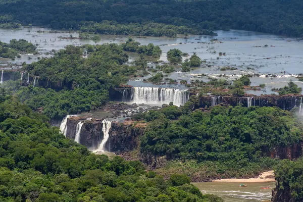 Hermosa Vista Aérea Las Cataratas Del Iguazú Desde Vuelo Helicóptero —  Fotos de Stock