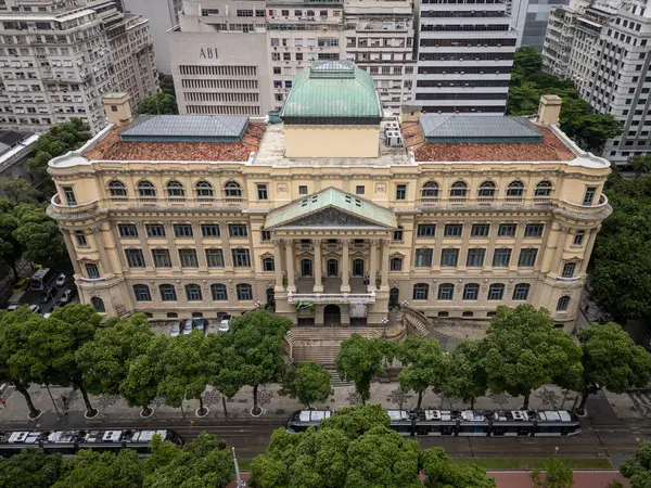 Gyönyörű Kilátás Nemzeti Könyvtár Történelmi Épület Rio Janeiro Belvárosában Brazília Stock Kép