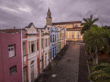 Joo Pessoa, Paraba Eyaleti, Brezilya 'nın tarihi merkezindeki eski binalara güzel bir hava manzarası. 
