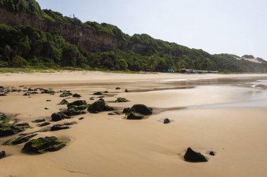 Brezilya 'nın Rio Grande do Norte eyaletinde, Pipa' daki Madeiro plajındaki kayalara güzel bir manzara