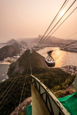 Beautiful view to Sugar Loaf Mountain cable car in Rio de Janeiro, Brazil