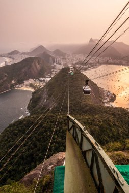 Beautiful view to Sugar Loaf Mountain cable car in Rio de Janeiro, Brazil