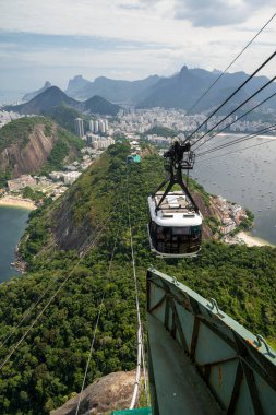 Sugar Loaf teleferiğinden şehir binalarına, okyanus ve dağlara, Rio de Janeiro, Brezilya