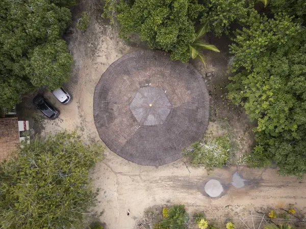 Cumuruxatiba, Bahia, Brezilya yakınlarındaki Tib köyüne hava manzarası 