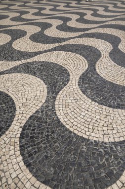 Portekiz, Lizbon şehir merkezindeki, Portekiz taşlarıyla Rossio toprak sanatını yapmak için güzel bir manzara. 