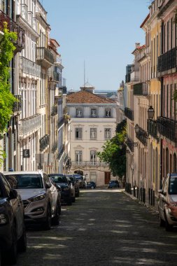 Lizbon, Portekiz 'deki eski geleneksel binaların güzel manzarası