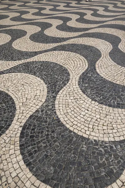 Portekiz, Lizbon şehir merkezindeki, Portekiz taşlarıyla Rossio toprak sanatını yapmak için güzel bir manzara. 