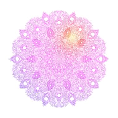 Mandala beyaz arka planda gradyan ile. Yoga Hint logosu tasarımı.