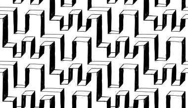 El çizimi soyut geometrik dikişsiz desen. Vektör illüstrasyonu