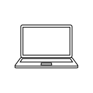 Ana hatlı bilgisayar simgesi. Laptop vektör çizimi.