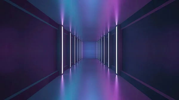 Nachtclub Interieur Neon Lichten Weergave Voor Lasershow Fluorescerende Levendige Kleuren — Stockfoto