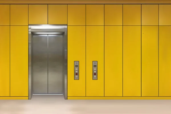 開閉クロムメッキ金属オフィスビルのエレベーターのドアの現実的なベクトル図 — ストックベクタ