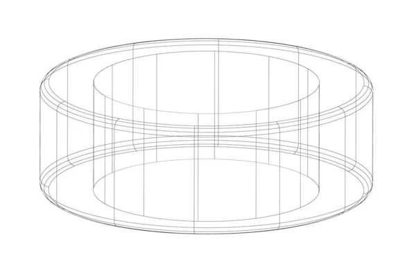 Тех Векторный Проводной Цилиндр Трехмерная Векторная Иллюстрация — стоковый вектор