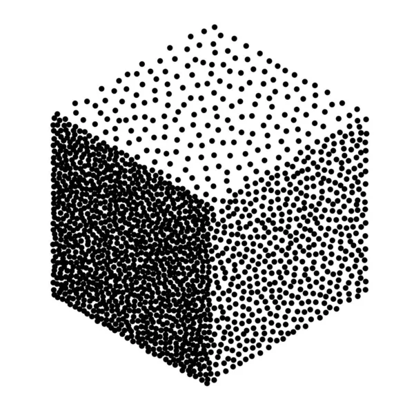 Stipple Cube Auf Weißem Hintergrund — Stockvektor