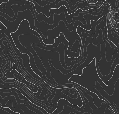 Gri, vektör topografisini belirler. Coğrafi dağ topoğrafyası vektör çizimi. Topografik doku. Arazi vektör alanı haritası. Yükseklik grafik uzunluk çizgileri.