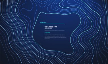 Topografik harita mavi teknoloji arka planı. Konturlu büyük veri yüksekliği haritası.