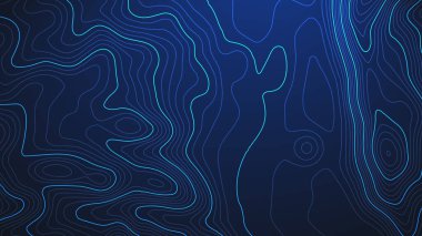 Topografik harita mavi teknoloji arka planı. Konturlu büyük veri yüksekliği haritası.