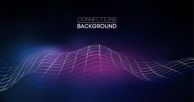 Ses dalgası soyut arkaplan. Ağ bağlantıları müzik dalgası darbesi. Mavi teknoloji arkaplanı.