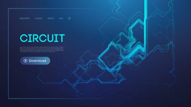 Teknoloji konsepti için mavi ve mor devre grafiği.