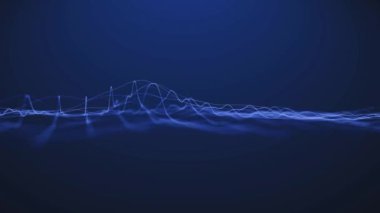 Mavi gradyan arkaplan üzerinde mavi dalga biçimi çizgileri gösteren 4 K 'lık pürüzsüz bir animasyon çerçevesi. Soyut ve gelecekle ilgili temsil onu dijital veya teknolojiyle ilgili temalar için ideal kılıyor..