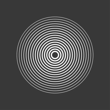 Eş merkezli beyaz çizgileri koyu tek renkli arka planda eşit aralıklarla olan minimalist dairesel bir desen. Bu tasarım basitliği ve görsel berraklığı vurgular..