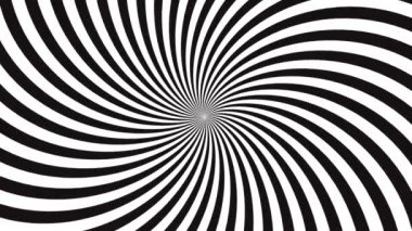 Merkezde birleşen kıvrımlı eşmerkezli çizgilerle hipnotik spiral desenli yüksek kontrastlı siyah ve beyaz bir optik illüzyon. Tasarım, derinlik ve hareket hissi yaratıyor.